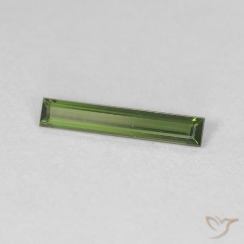 0.46 ct Green Tourmaline Stone, Natural Tourmaline in Baguette Facet Shape for Sale