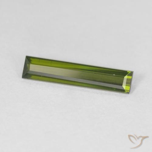 0.95 ct Green Tourmaline Stone, Natural Tourmaline in Baguette Facet Shape for Sale
