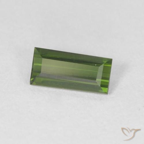 0.52 ct Green Tourmaline Stone, Natural Tourmaline in Baguette Facet Shape for Sale