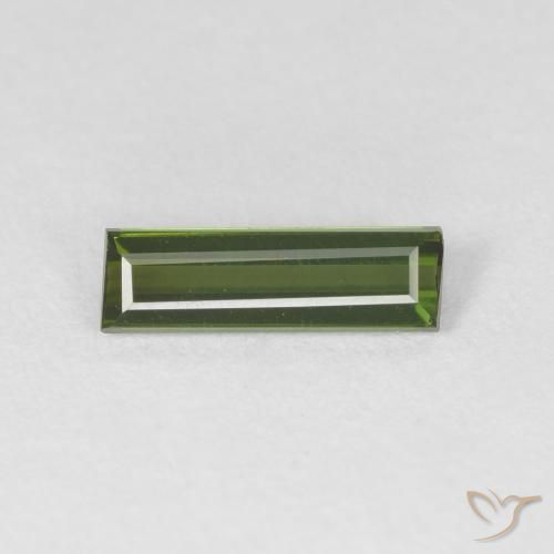 0.75ct Natural Dark Green Tourmaline, Baguette, VVS