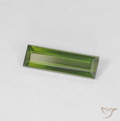0.75 ct Green Tourmaline Stone, Natural Tourmaline in Baguette Facet Shape for Sale