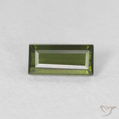 0.43ct Natural Deep Green Tourmaline, Baguette, VVS