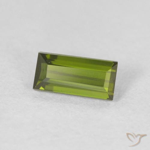 0.43 ct Green Tourmaline Stone, Natural Tourmaline in Baguette Facet Shape for Sale