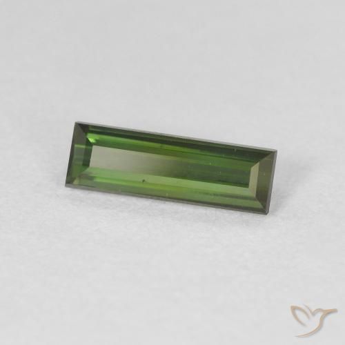 0.72 ct Green Tourmaline Stone, Natural Tourmaline in Baguette Facet Shape for Sale