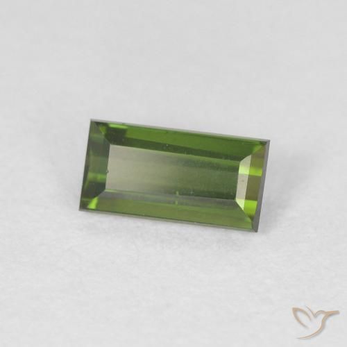0.47 ct Green Tourmaline Stone, Natural Tourmaline in Baguette Facet Shape for Sale