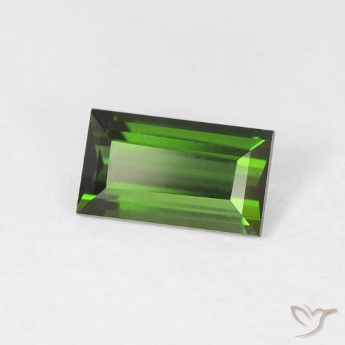 0.82 ct Green Tourmaline Stone, Natural Tourmaline in Baguette Facet Shape for Sale