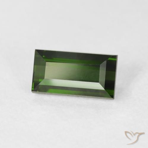 1.18 ct Green Tourmaline Stone, Natural Tourmaline in Baguette Facet Shape for Sale