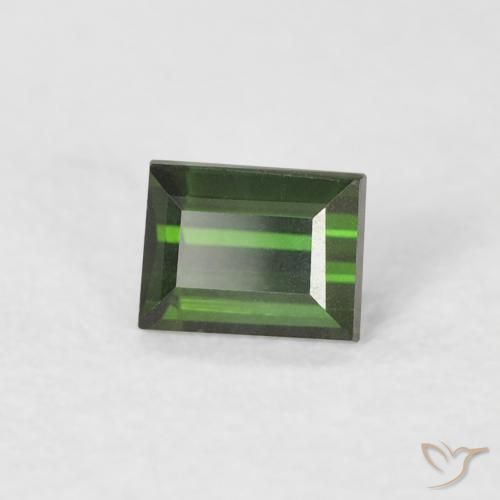 0.35 ct Green Tourmaline Stone, Natural Tourmaline in Baguette Facet Shape for Sale