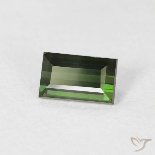 0.47 ct Green Tourmaline Stone, Natural Tourmaline in Baguette Facet Shape for Sale