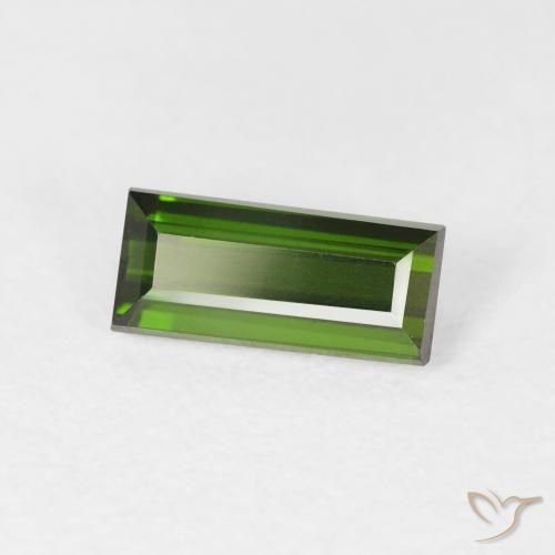 0.99 ct Green Tourmaline Stone, Natural Tourmaline in Baguette Facet Shape for Sale