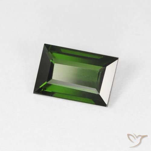 1.23 ct Green Tourmaline Stone, Natural Tourmaline in Baguette Facet Shape for Sale