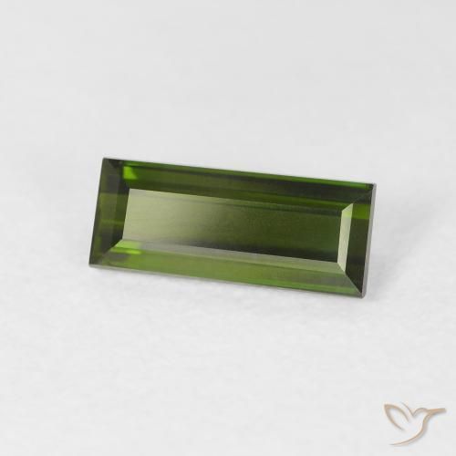 1.24 ct Green Tourmaline Stone, Natural Tourmaline in Baguette Facet Shape for Sale