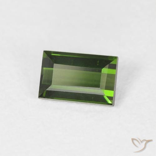 0.45 ct Green Tourmaline Stone, Natural Tourmaline in Baguette Facet Shape for Sale