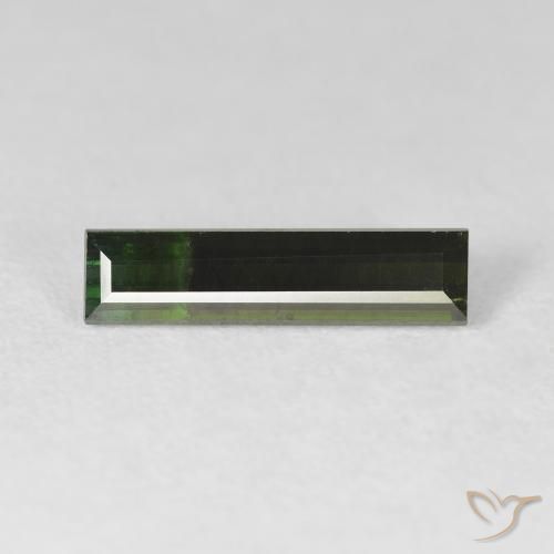 1.61ct Natural Very Dark Green Tourmaline, Baguette, VS