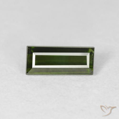 1.01 ct Green Tourmaline Gemstone, Tourmaline Gem in Baguette Facet Shape for Sale.