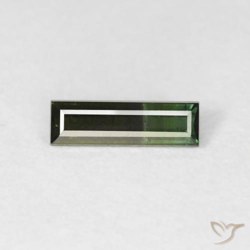 0.54ct Natural Very Dark Green Tourmaline, Baguette, VS, Photo A