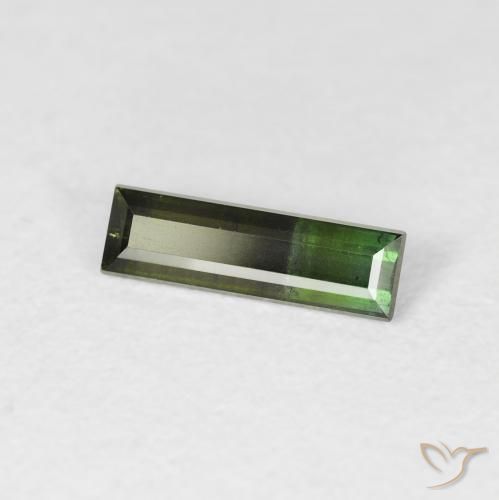0.54 ct Green Tourmaline Stone, Natural Tourmaline in Baguette Facet Shape for Sale