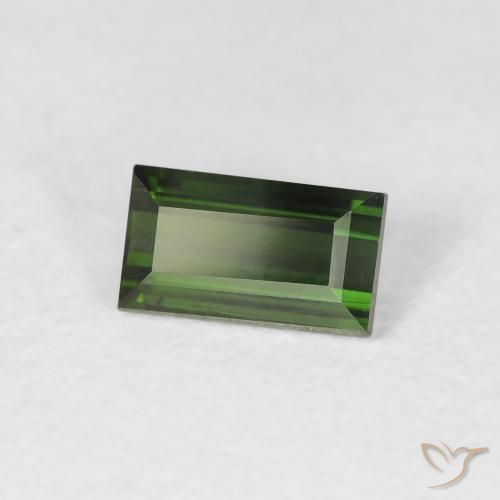 0.74 ct Green Tourmaline Stone, Natural Tourmaline in Baguette Facet Shape for Sale