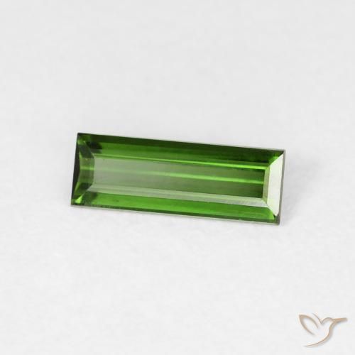 0.53 ct Green Tourmaline Stone, Natural Tourmaline in Baguette Facet Shape for Sale