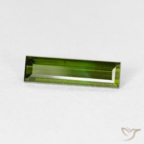 0.83 ct Green Tourmaline Stone, Natural Tourmaline in Baguette Facet Shape for Sale