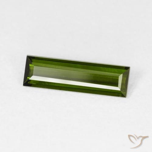 0.87 ct Green Tourmaline Stone, Natural Tourmaline in Baguette Facet Shape for Sale