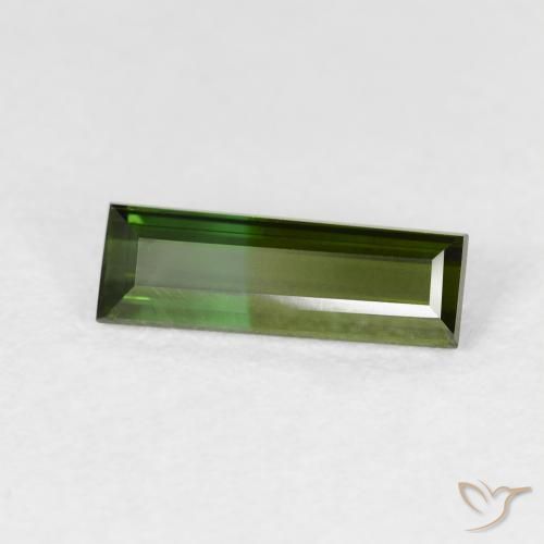 0.95 ct Green Tourmaline Stone, Natural Tourmaline in Baguette Facet Shape for Sale