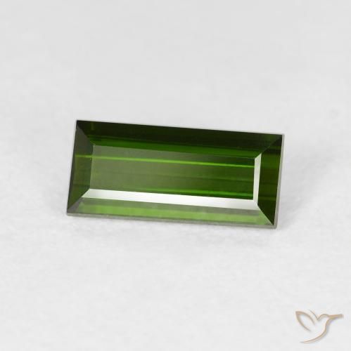 1.10 ct Green Tourmaline Stone, Natural Tourmaline in Baguette Facet Shape for Sale
