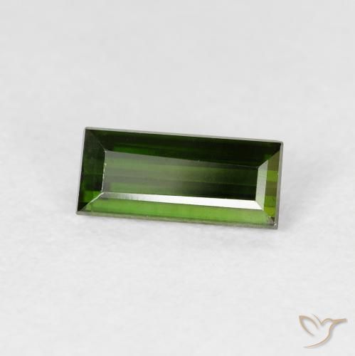 0.98 ct Green Tourmaline Stone, Natural Tourmaline in Baguette Facet Shape for Sale