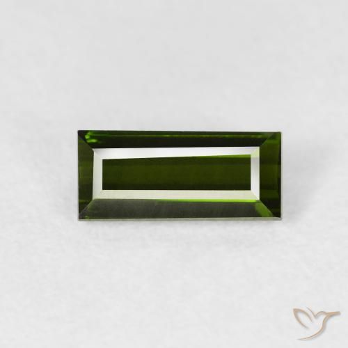 0.77ct Natural Deep Green Tourmaline, Baguette, VVS
