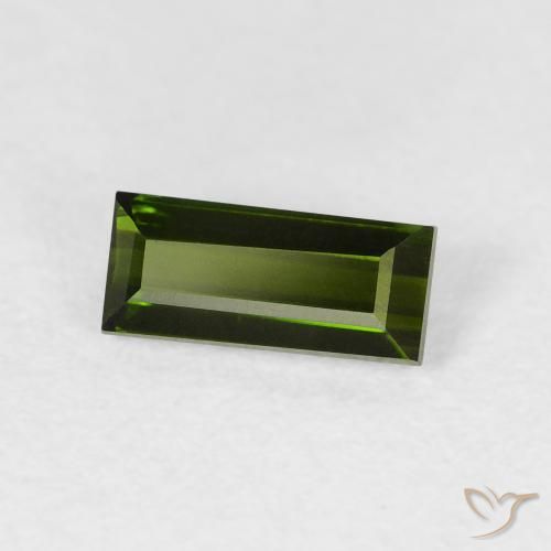 0.77 ct Green Tourmaline Stone, Natural Tourmaline in Baguette Facet Shape for Sale