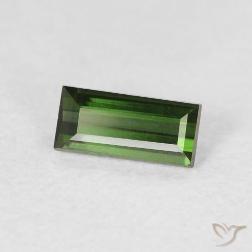 0.48 ct Green Tourmaline Stone, Natural Tourmaline in Baguette Facet Shape for Sale