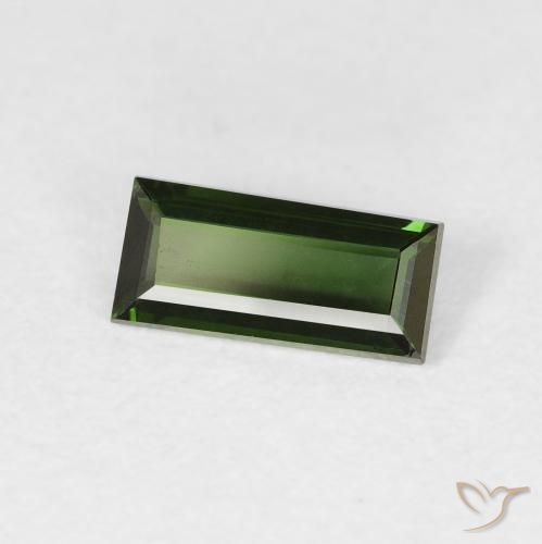 0.71 ct Green Tourmaline Stone, Natural Tourmaline in Baguette Facet Shape for Sale