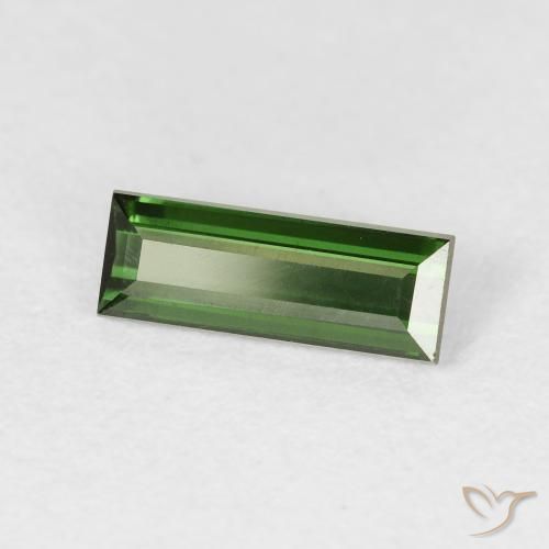 0.85 ct Green Tourmaline Stone, Natural Tourmaline in Baguette Facet Shape for Sale