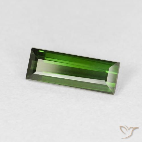 0.91 ct Green Tourmaline Stone, Natural Tourmaline in Baguette Facet Shape for Sale