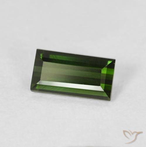 0.95 ct Green Tourmaline Stone, Natural Tourmaline in Baguette Facet Shape for Sale