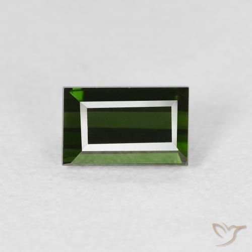 0.90ct Natural Deep Green Tourmaline, Baguette, VVS