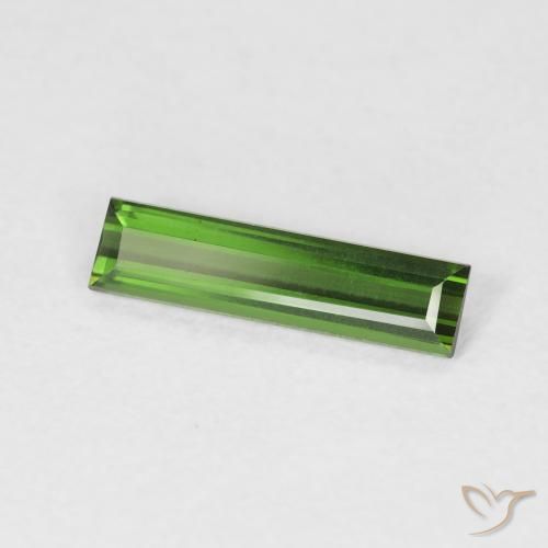 0.61 ct Green Tourmaline Stone, Natural Tourmaline in Baguette Facet Shape for Sale