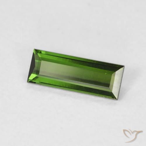 0.59 ct Green Tourmaline Stone, Natural Tourmaline in Baguette Facet Shape for Sale