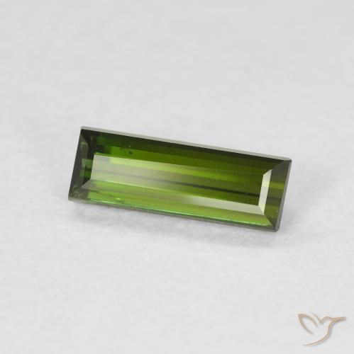 0.66 ct Green Tourmaline Stone, Natural Tourmaline in Baguette Facet Shape for Sale