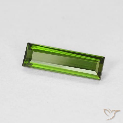 0.67 ct Green Tourmaline Stone, Natural Tourmaline in Baguette Facet Shape for Sale