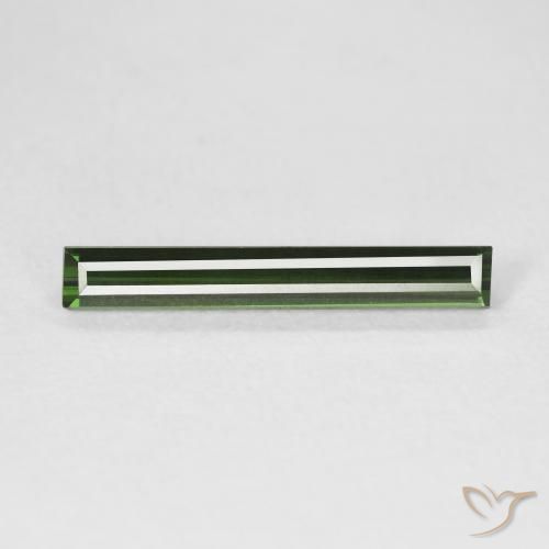 1.20 ct Green Tourmaline Gemstone, Tourmaline Gem in Baguette Facet Shape for Sale.