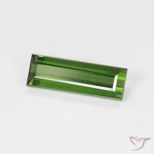 0.76 ct Green Tourmaline Stone, Natural Tourmaline in Baguette Facet Shape for Sale
