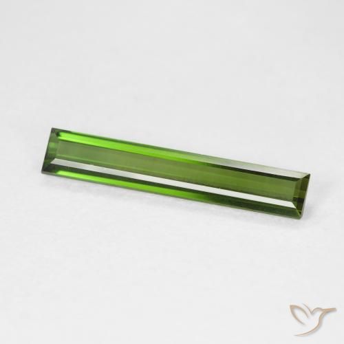 1.39 ct Green Tourmaline Stone, Natural Tourmaline in Baguette Facet Shape for Sale