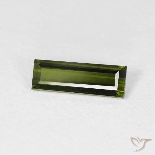 0.63 ct Green Tourmaline Stone, Natural Tourmaline in Baguette Facet Shape for Sale