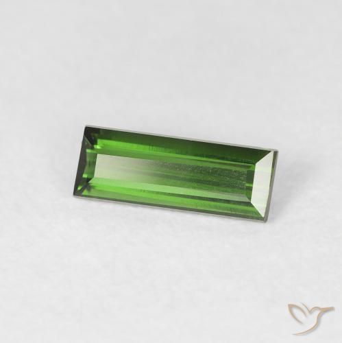 0.57 ct Green Tourmaline Stone, Natural Tourmaline in Baguette Facet Shape for Sale