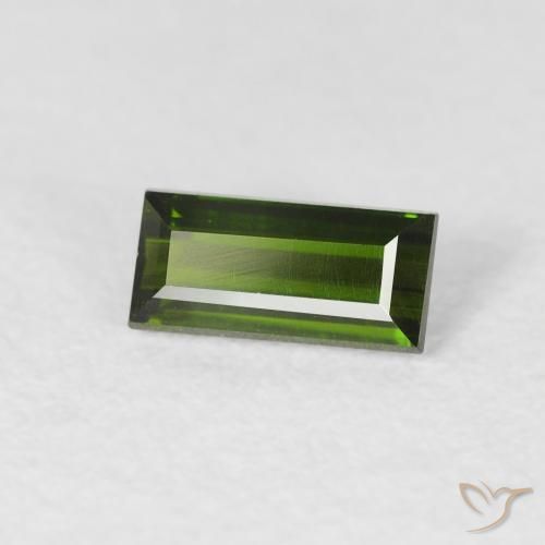 0.51 ct Green Tourmaline Stone, Natural Tourmaline in Baguette Facet Shape for Sale