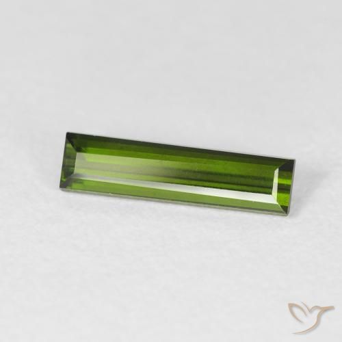 0.76 ct Green Tourmaline Stone, Natural Tourmaline in Baguette Facet Shape for Sale