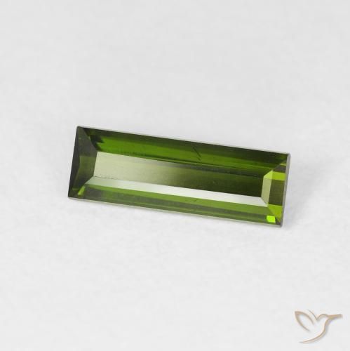0.69 ct Green Tourmaline Stone, Natural Tourmaline in Baguette Facet Shape for Sale