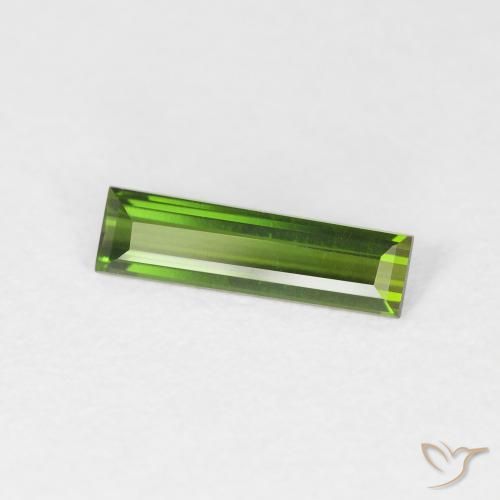0.55 ct Green Tourmaline Stone, Natural Tourmaline in Baguette Facet Shape for Sale