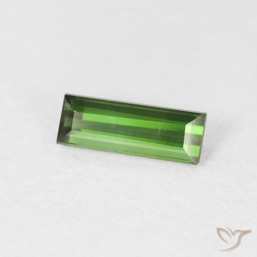 0.44 ct Green Tourmaline Stone, Natural Tourmaline in Baguette Facet Shape for Sale